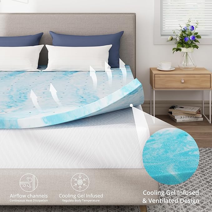 CH Charme House Mattress Topper 4 Inch Full Size, Gel Infused Memory Foam Bed Topper for Pressure Relief & Deep Sleep, Cooling Gel Infused Mattress Pad, CertiPUR-US Certified,75×54"