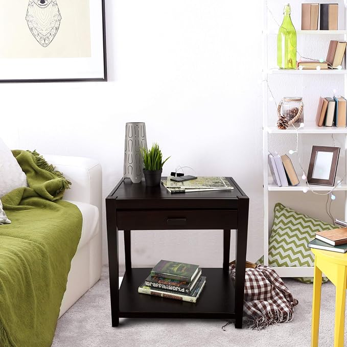 Casual Home Notre Dame Nightstand with USB Ports-Espresso, 18.75 in x 24 in x 26 in (D x W x H) - Image 9