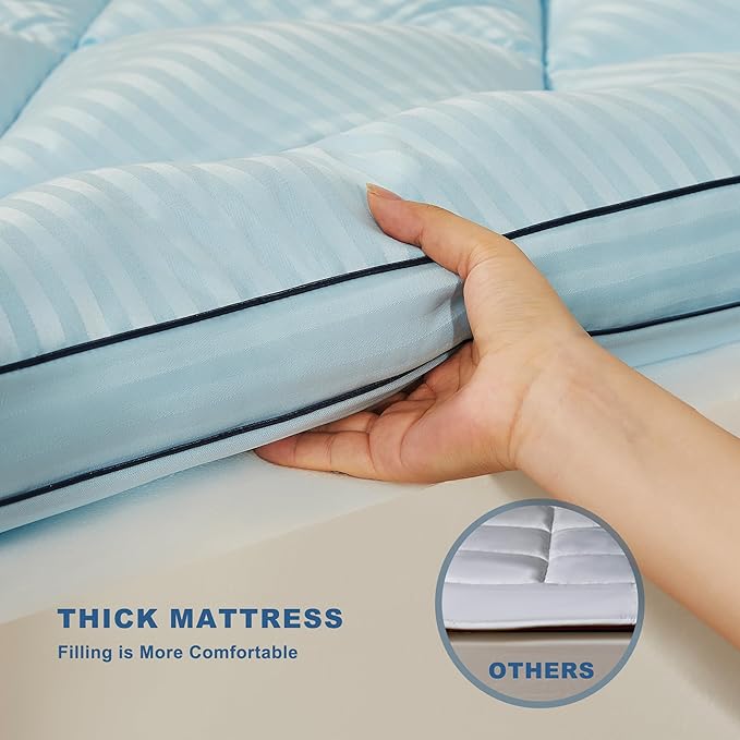 BEDLORE California King Mattress Topper, Thick Pillow Top Pad for Back Pain Relief, Soft Mattress Cover with Deep Pockets 6-18 inch