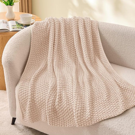 BEDELITE Chunky Cable Knit Throw Blanket, Acrylic Chunky Knitted Blankets, Super Soft Cozy Woven Pink Twin Blanket for Sofa Couch Bed Room Home Decor, Gift for Women, 60"x80"