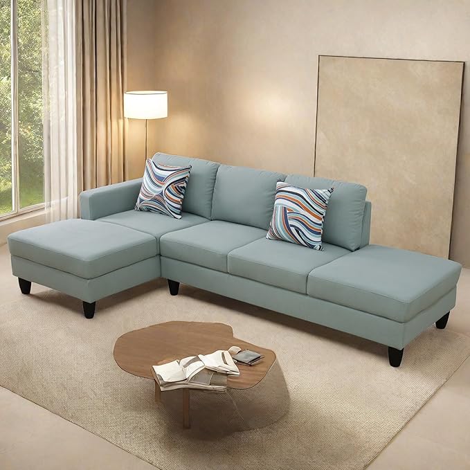 L Shaped Sectional Modern Sofa - Convertible Leather Sleeper Bed Couch Set with Reversible Chaise, Lounge Modular Cloud Couch for Living Room Apartment