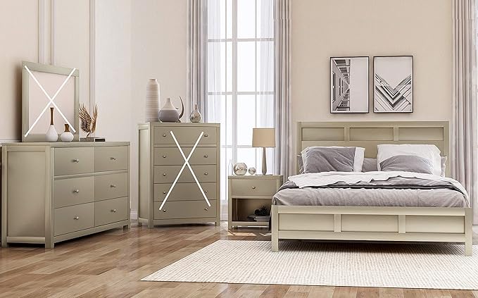 SOFTSEA 3-Piece Bedroom Sets Featuring Twin Size Platform Bed, Matching Nightstands and Dresser, Solid Wood Bedroom Furniture Set (Twin)