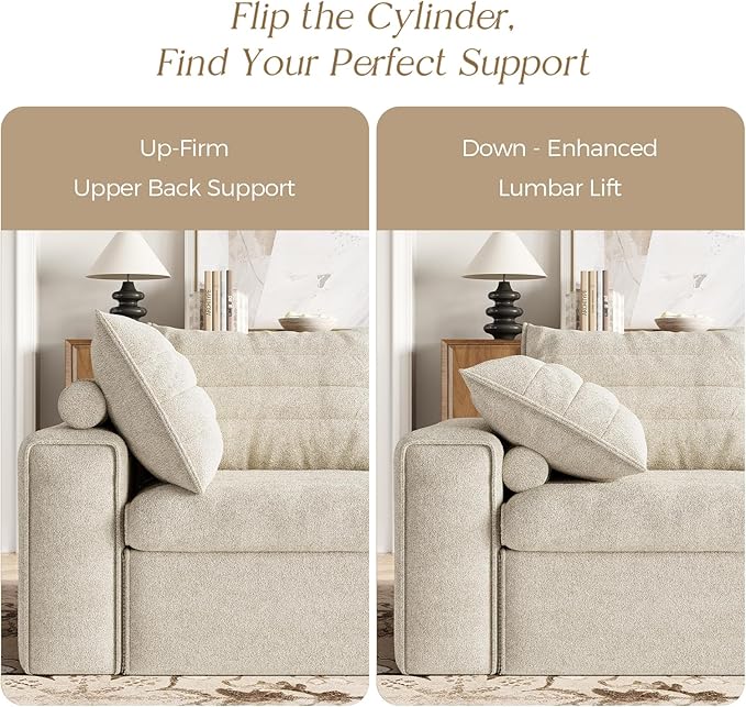 106.7" Modular Sectional Sofa with Deep Seat, Comfortable Upholstery L Shaped Cloud Couch for Living Room, 3-Seater Boneless Sofa with Movable Ottomans, Removable Cover, No Assembly Required, Apricot