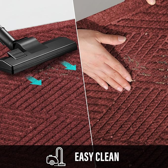 HIYARD Durable Front Door Mat, Absorbent Muddy Dirt Resist Welcome Door Mats Outdoor Indoor, Stain and Fade Resistant, Non-Slip Rubber Backing Low Profile Doormat for Entryway, 72×24, Red - Image 7