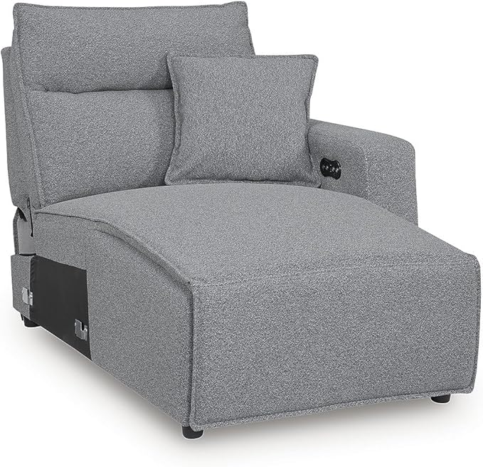 Signature Design by Ashley Modern ModMax II Stain Resistant U-Shape Symmetrical 5-Piece Power Reclining Sectional with Chaise, Built-in Audio Console and Adjustable Headrest, Gray
