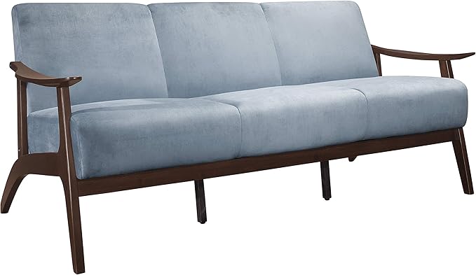 Lexicon Savry 73" W Fabric Wood Arm Sofa, Blue Gray