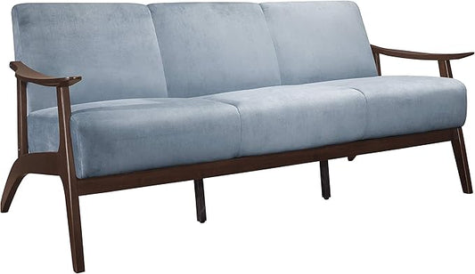 Lexicon Savry 73" W Fabric Wood Arm Sofa, Blue Gray