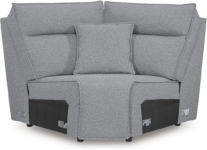 Signature Design by Ashley Modern ModMax II Stain Resistant U-Shape Right-Arm Facing 6-Piece Power Reclining Sectional with Chaise and Adjustable Headrest, Gray
