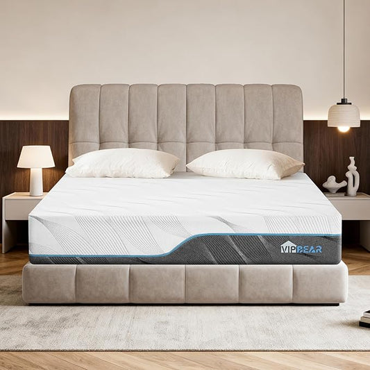 Vipbear Queen Mattress 12 Inch Memory Foam Mattress with Dual-Sided Reversible, Relieve Pressure with Medium/Extra Firm Support, CertiPUR-US, Cooling Ventilated Foam Comfort for Sleep, 80''L x 60''W