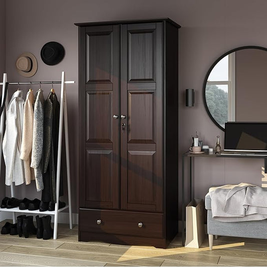 Palace Imports 100% Solid Wood Flexible Wardrobe Armoire with Metal Knobs