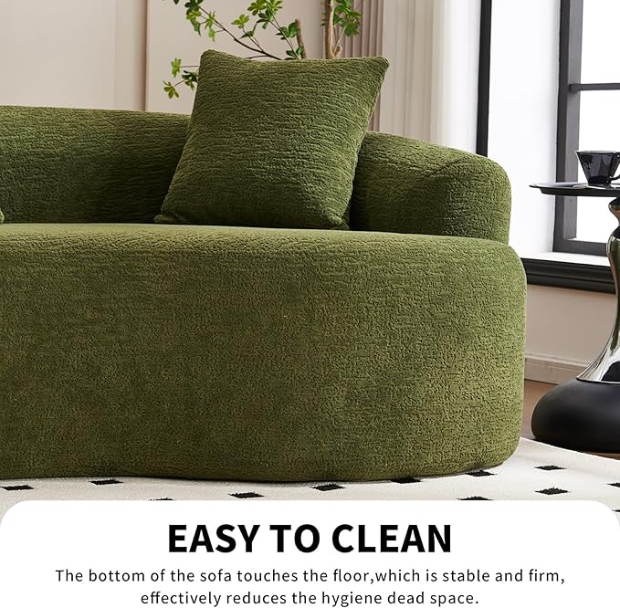 KEIKI Curved Chenille Modular Sectional Couches with Pillows, 4 Seater Oversized Upholstered Luxury Plush Cloud Sofa for Living Room Apartment, Full Compression Sponge,