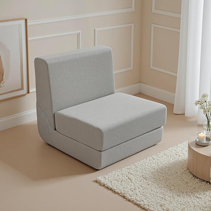 Folding Sofa Bed, Convertible Chair Bed Sleeper for Adults, Memory Foam Futon with Washable Cover, Single Fold Out Couch for Living Room Bedroom Office Dorm, Classic Checkered
