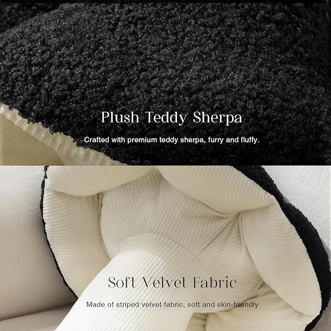 Phantoscope Mushroom Shaped Throw Pillow, Teddy Fleece Soft Mushroom Decorative Pillows Cute 3D Shaped Cushion for Couch Sofa Bed Chair,Black,16 x 14 inches