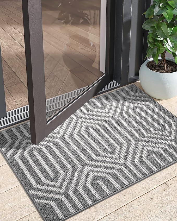 DEXI Front Door Mats for Entryway, 2x3 Non Slip Washable Low-Profile Entry Doormat, Absorbent Resist Dirt Inside Floor Entrance Mat, Patio, Grey - Image 9