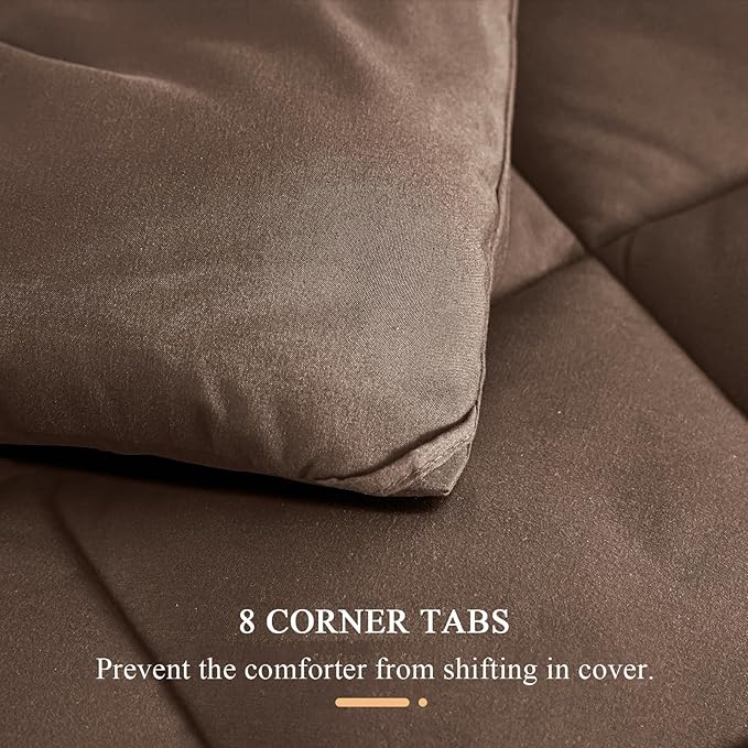 132x120 Alaskan King Comforter, Extra Large King Size Comforter Oversized, All Season Soft Lightweight Quilt Down Alternative Duvet Insert with 8 Corner Tabs(120x132, Brown)