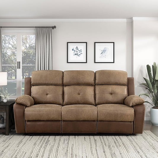Lexicon Marianna Polished Microfiber Double Reclining Sofa, Brown