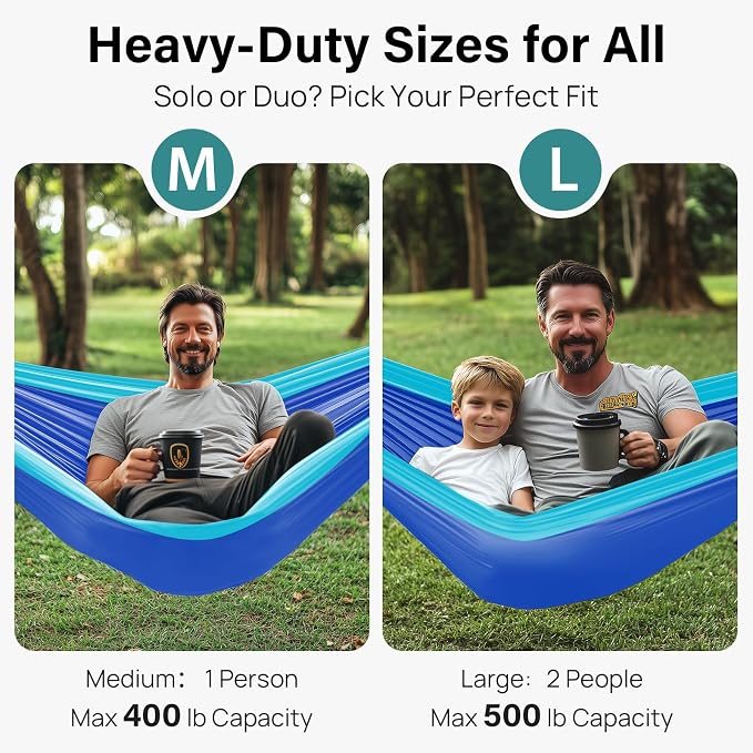 Kootek Camping Hammock, Portable Hammocks with Tree Straps & Attached Carry Bag, Camping Essentials Gear, Perfect for Outside Indoor Hiking Beach Backpack Travel - Image 2