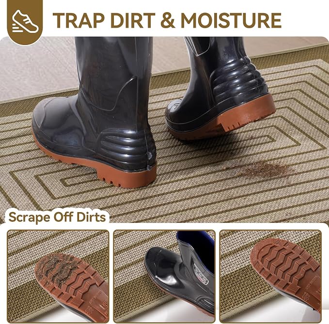 Front Door Mat 31''x47'', Absorbent Dirt Resist Washable Non Slip Low-Profile Indoor Doormat, Easy Clean Entryway Welcome Door Mats, Brown - Image 8