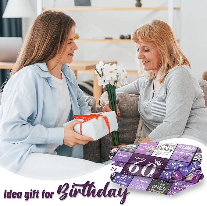 60th Birthday Gifts for Women, 60 Year Old Birthday Gifts for Women, Happy 60th Birthday Gift Decorations, Present for 60 Year Old Woman, 1965 Bday Present for Mom Grandma - 60 Bday Blanket 60”x50”
