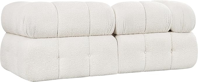 Meridian Furniture 611Cream-S68A Ames Collection Modern | Contemporary Modular Sofa with Rich Cream Boucle Fabric, Modular to Create Infinite Configurations, 68" W x 34" D x 28" H, Cream