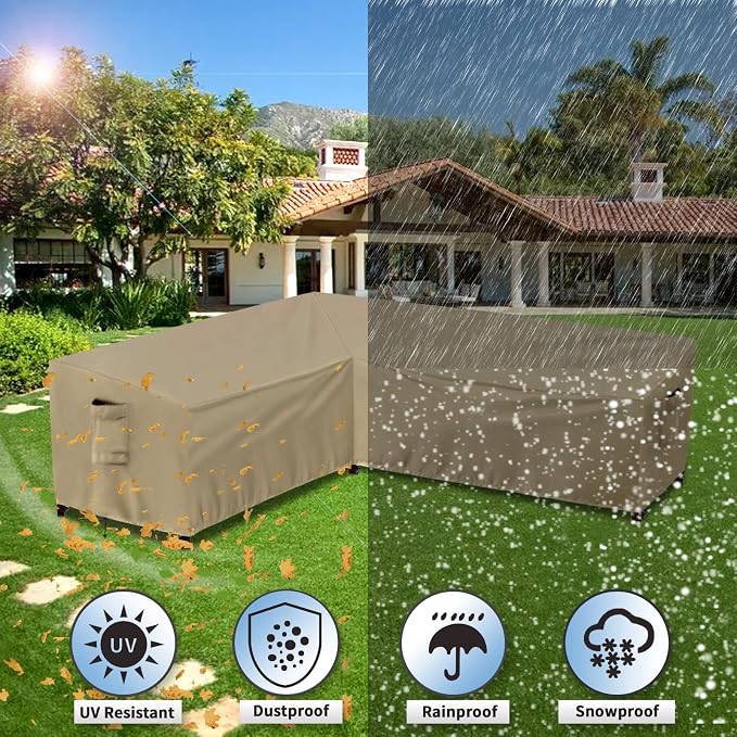 PureFit Outdoor Sectional Sofa Cover Waterproof L Shaped Patio Furniture Covers for Deck, Lawn and Backyard, 83”x104” Left Facing, Camel - Image 6