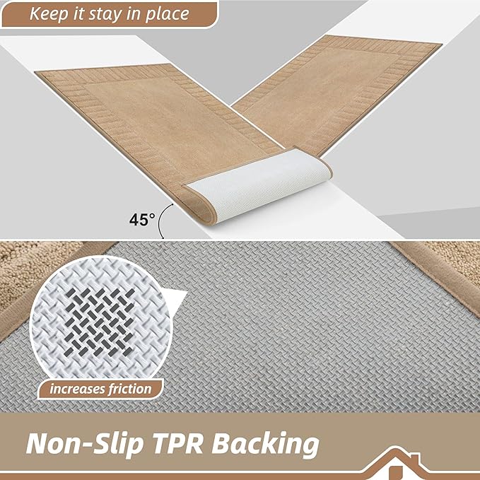BEQHAUSE Door-Mat Non-Slip Front Doormat Low-Profile Entrance Mats for Front Door Entry Resist Dirt Washable Doormat Absorbent Entryway Door Mat,Taupe,36"x60" - Image 3