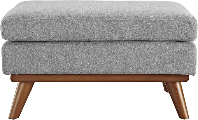 Modway Engage Mid-Century Modern Upholstered Fabric Ottoman in Expectation Gray