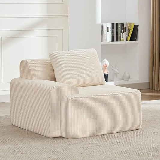 KIGOTY Modular Sectional Sofa, Comfy Cloud Sectional Couch with Left Armrest, Corner Sofa, Modern Boneless Couch for Living Room, No Assembly Required, White