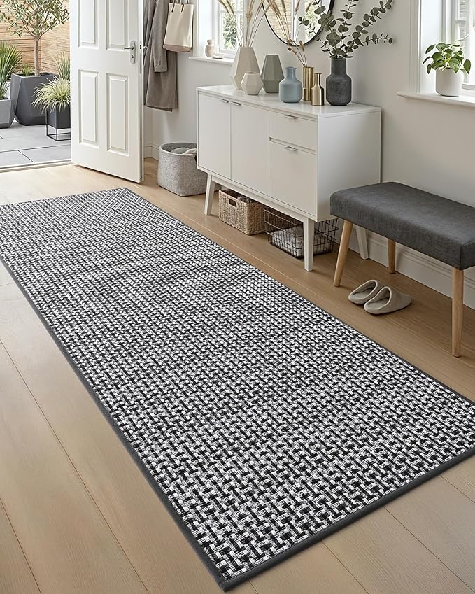 DEXI Hallway Runner Rug 2'x6', Non Slip Rubber Backed Runners Carpet, Ultra Thin Entryway Rugs Indoor for Kitchen Hallway Entrance Bedroom, Grey and White - Image 4