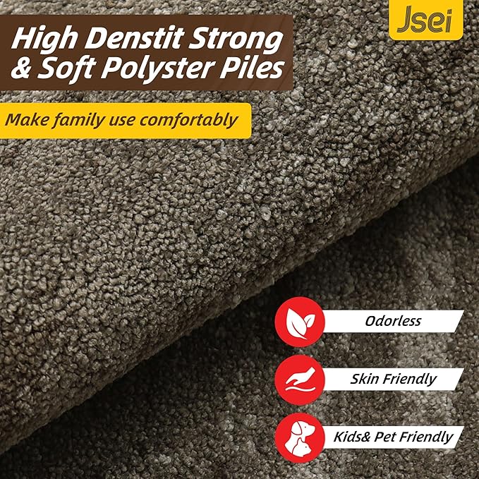 JSEI Dirt Trapper Door Mat 20"x32", Non-Slip Doormats Washable Entryway Mat, Welcome Floor Mat Absorbent Low Profile Dog Door Mats for Front Back Door, Wet Shoes & Paws, Brown - Image 3