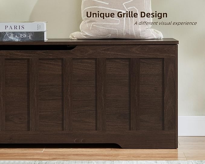 VANKILEY 51.2" Storage Chest Extra Large,Storage Bench with 2 Safety Hinges,Shoe Bench,51.2 * 15.7 * 19.1 inches,Wooden Trunk for Bedroom,livingroom,entryway,Supports 220 lb,Easy Assembly(Espresso). - Image 7