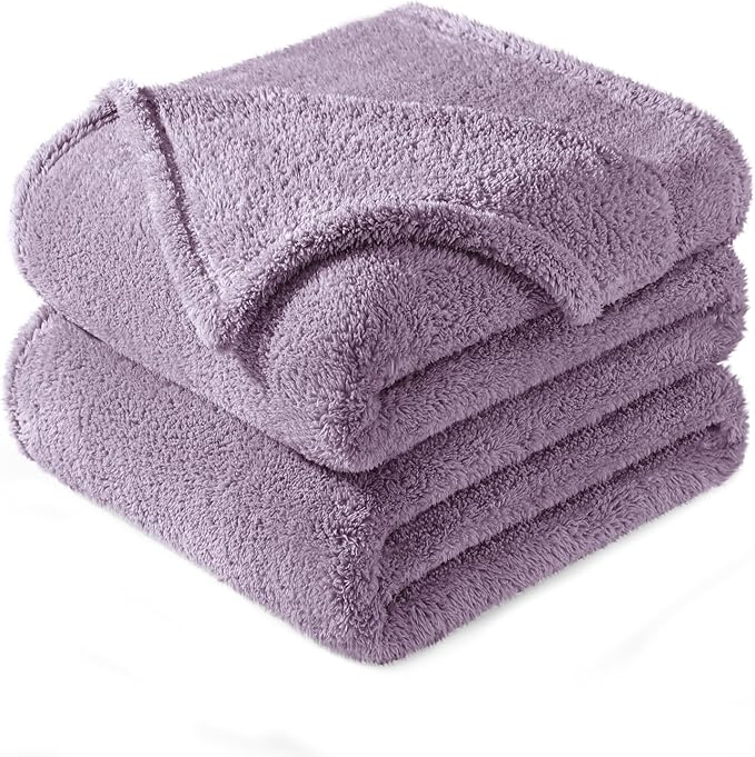 Exclusivo Mezcla King Size Blanket for Bed, Super Soft Velvet Plush Fleece Blankets, Fuzzy Cozy and Warm for Winter, 90x104 Inches, Grayish Purple
