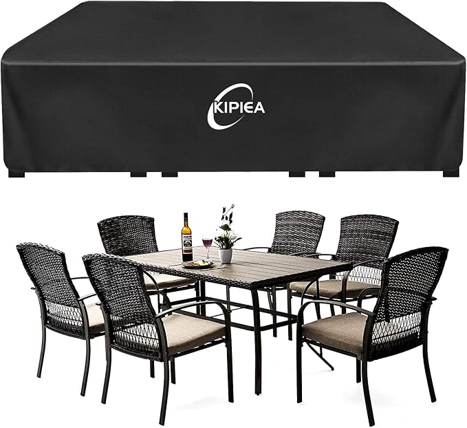 Kipiea Outdoor Furniture Covers Waterproof, 420D Heavy-Duty Patio Furniture Set Covers, No Tears Anti UV No Fading (96" L x 63" W x 40" H) by Kipiea