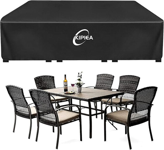 Kipiea Outdoor Furniture Covers Waterproof, 420D Heavy-Duty Patio Furniture Set Covers, No Tears Anti UV No Fading (96" L x 63" W x 40" H) by Kipiea