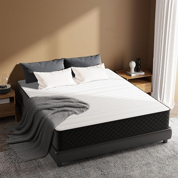 Traumliebe Queen Mattress, 12 Inch Hybrid Mattress with Pocket Springs and Memory Foam, Medium Firm Support, Motion Isolation, Breathable Comfort Layer, Mattress in a Box