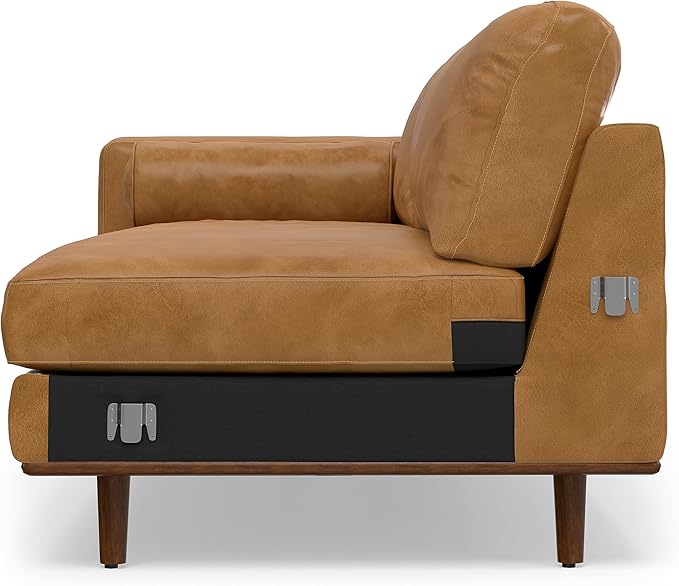 SIMPLIHOME Morrison Right Sectional Sofa in Full-Grain Genuine Leather, Sienna, 102-inches Wide, L-Shaped Leather Couch with Right Chaise for the Living Room and Family Room