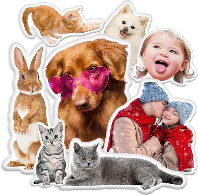 Custom Pet Pillow with Picture Personalized Photo Dog Cat Face Shaped Pillow, Double-Sided Printed Stuffed Animal Cushion for Home Sofa Decor, Memorial Gifts for Pet Lovers