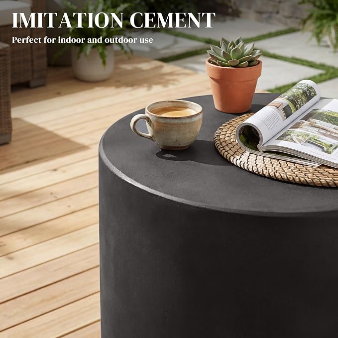 HOMCOM Round Side Table, Lightweight Accent Table with Concrete Finish, End Table with 4 Adjustable Feet for Indoor, Outdoor, Dark Gray - Image 4
