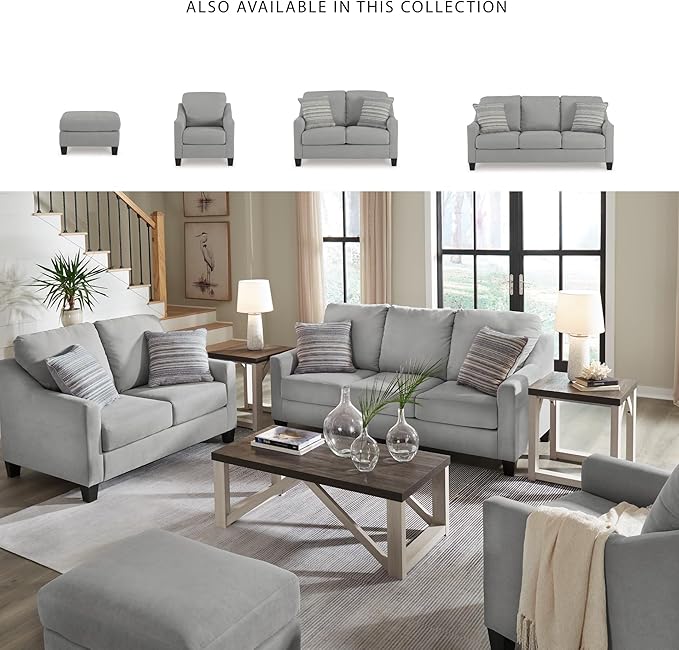 Signature Design by Ashley Adlai Casual Loveseat with 2 Toss Pillows, Light Gray