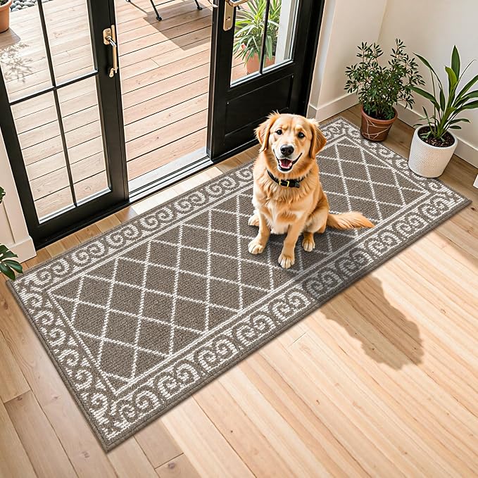 HEBE Washable Runner Rug 20"x59" Indoor Door Mat Runners,Non Slip Dirt Trapping Rug Runner Floor Mats Carpet Runners for Entryway Hallway Kitchen Garage Laundry Room by HEBE