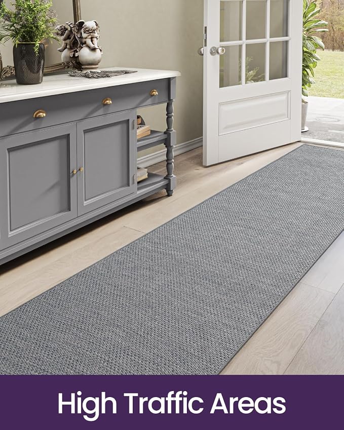 DEXI Hallway Runner Rug 2'x7', Non Slip Rubber Backed Runners Carpet, Ultra Thin Entryway Rugs Indoor for Kitchen Hallway Entrance Bedroom, Grey - Image 8