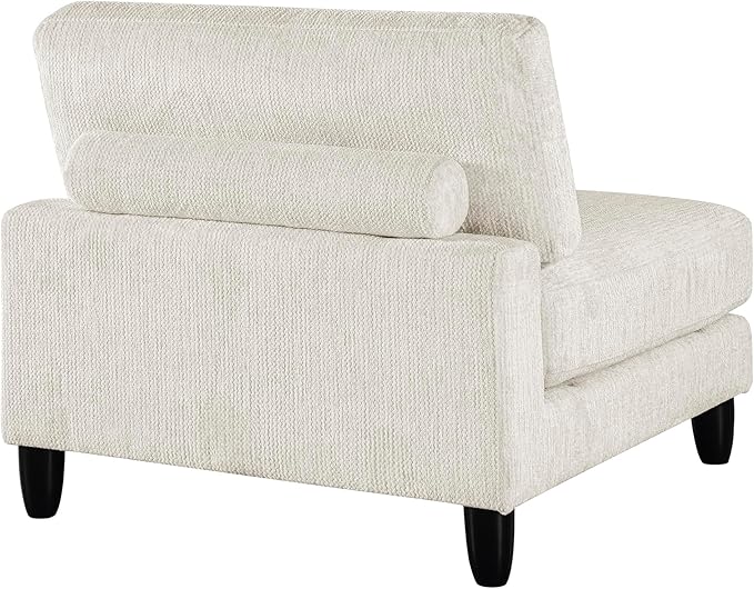 Lexicon Modular Sectional Sofa for Living Room, Microfiber Upholstery Armless Chair with Pillow, Units of Modular Sectional Couch, Upholstered Chair for Customizable Sectional Sofa Couch, Beige