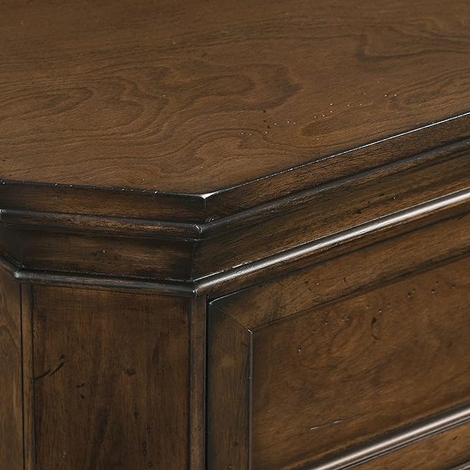 Roundhill Furniture Maderne 3-Piece Bedroom Set with Queen Size Panel Bed and Two Nightstands, Antique Walnut Finish