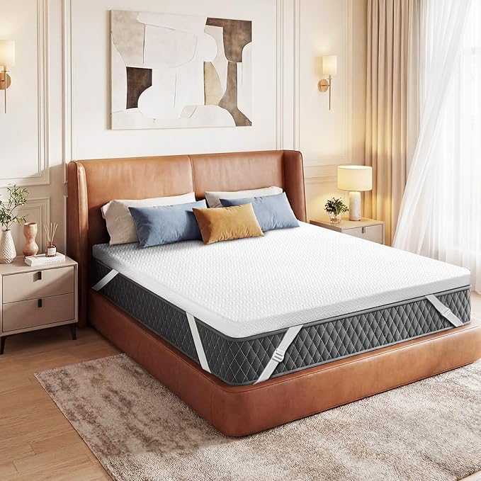 Czpalo 4 Inch Gel Memory Foam Mattress Topper King, Cooling Mattress Topper with Removable & Washable Bamboo Cover, CertiPUR-US Certified