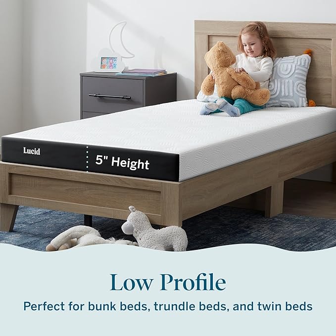 Lucid 5 Inch Memory Foam Mattress - Firm Feel - Infused with Refreshing Bamboo Charcoal and Cooling Gel - Bed in a Box - Temperature Regulating - Short Queen Size - RV or Camper Van Size