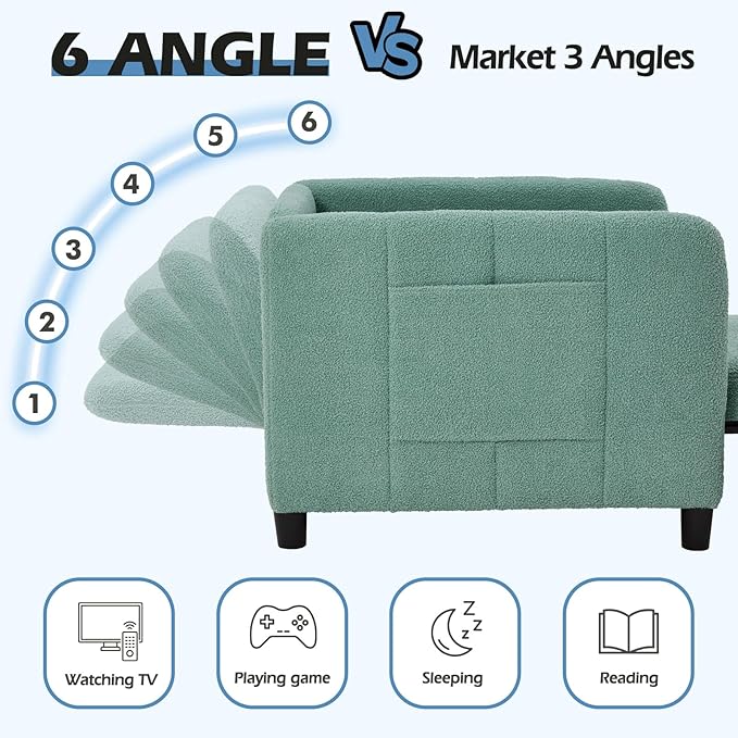 ZZW Sleeper Chair 84" Extra Long Convertible Chair Bed Upgraded 3-in-1 to 4-in-1 Pull Out Chair & Single Sofa Bed for Adult Sleeping Chairs for Living Room & Small Space