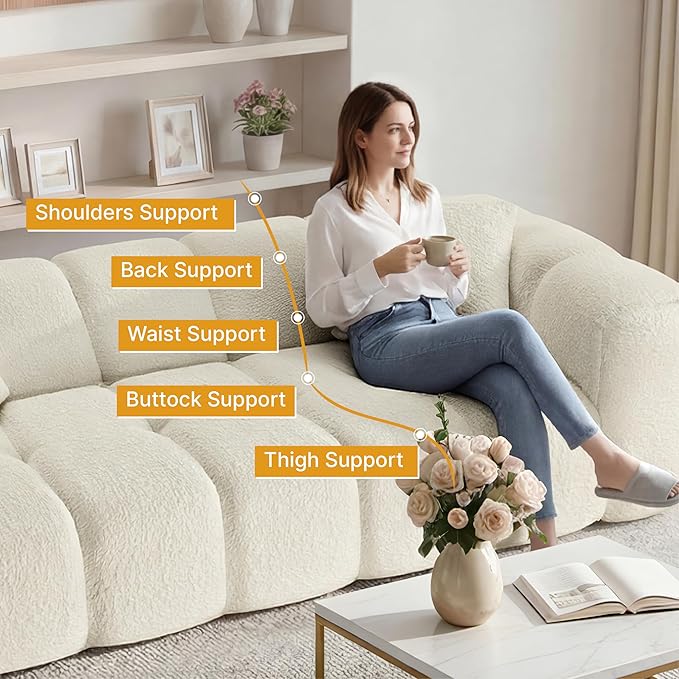 84" Boneless Couch No Assembly Required Loveseat Sofa Modern Deep Seat Cloud Couch Modern Compressed Sofa Oversized Upholstered 3-Seater for Living Room Bedroom