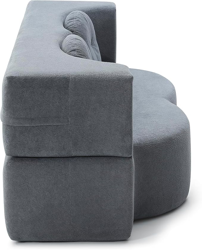 KEIKI 2-in-1 Folding Sofa Bed with Pillow, Queen Sleeper Sofa, Floor & Futon Loveseat Couch, Foam Folding Mattress for Living Room, Guest Use, Office, Apartment, No Assembly Required, Grey