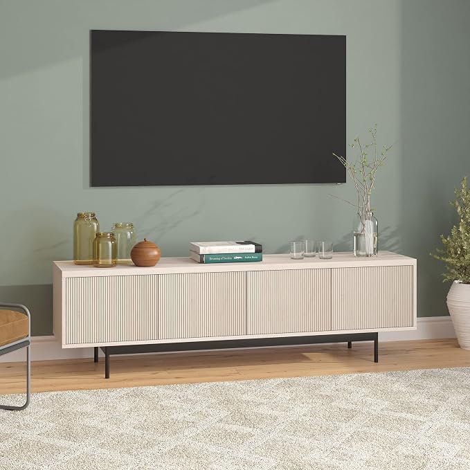 Henn&Hart Whitman, 70'' Rectangular TV Stand, Alder White - Image 7