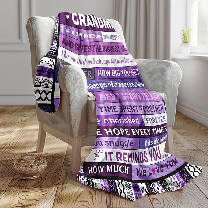 Grandma Gifts Blanket - Birthday Gifts for My Dear Grandma, Unique Nana Gift on Mother's Day Christmas - Soft Throw Blanket Present 60" x 50